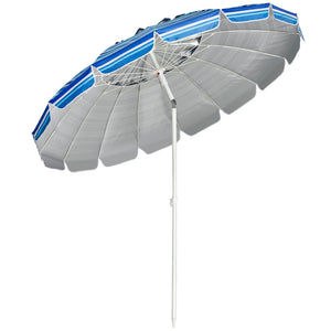 8FT Portable Beach Umbrella with Sand Anchor and Tilt Mechanism for Garden and Patio-Navy view 4