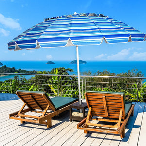 8FT Portable Beach Umbrella with Sand Anchor and Tilt Mechanism for Garden and Patio-Navy view 6