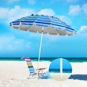 8FT Portable Beach Umbrella with Sand Anchor and Tilt Mechanism for Garden and Patio-Navy view 7