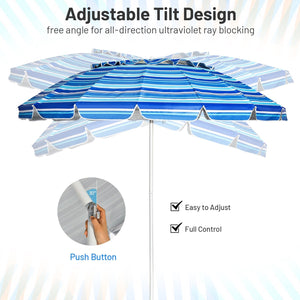 8FT Portable Beach Umbrella with Sand Anchor and Tilt Mechanism for Garden and Patio-Navy view 9