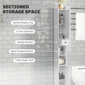 Narrow Bathroom Cabinet, Tall Bathroom Storage Cabinet with Barn Doors, Drawer and Adjustable Shelves – view 10