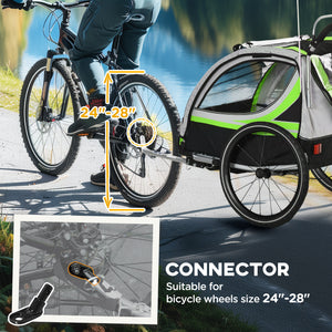 Aosom 3-in-1 Bike Trailer for Kids, Running Stroller with 2 Seats, Jogging Cart with 5-Point Harness, Storage Units
