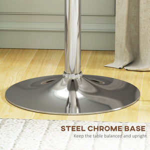 Modern Round Bar Table Adjustment Height Home Pub Bistro Desk Faux Leather Covered Wooden Top Chrome Base – view 12