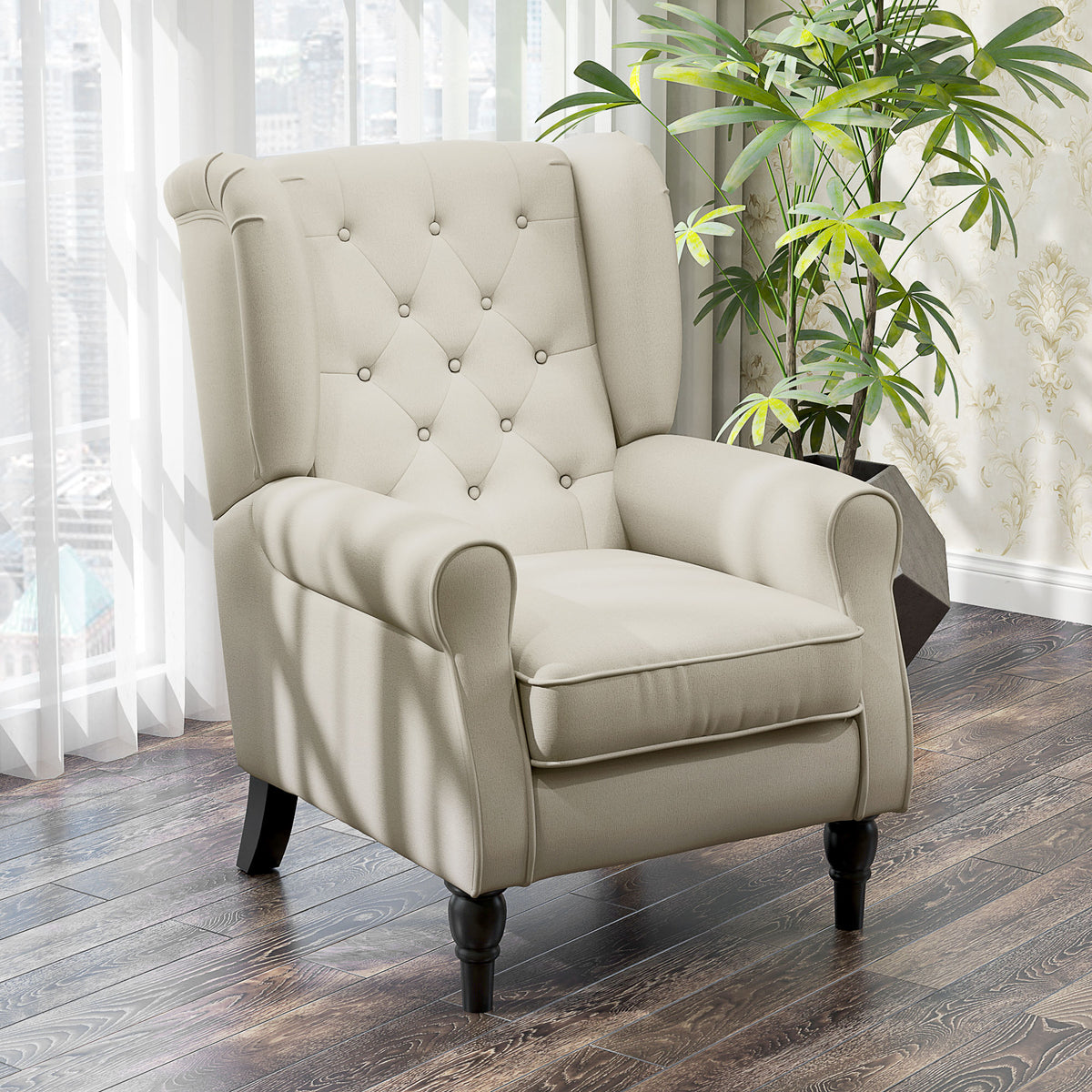 Fabric Accent Chair, Button Tufted Armchair, Upholstered Modern Living Room Chair – view 12