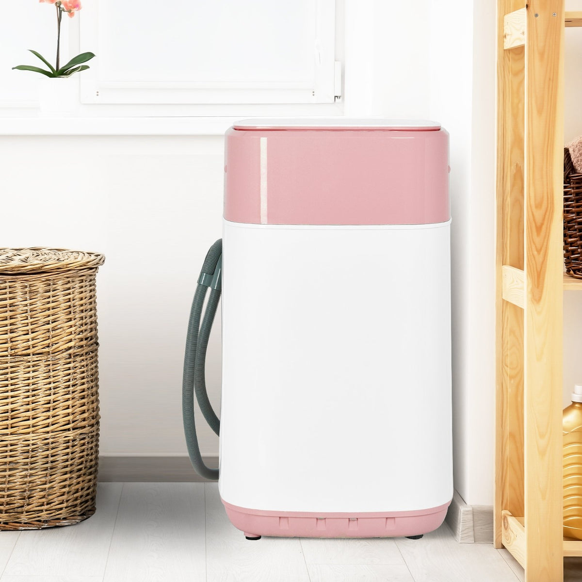 8lbs Portable Fully Automatic Washing Machine with Drain Pump-Pink view 7