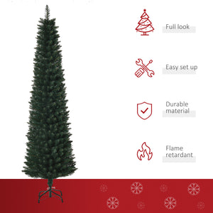 6FT Artificial Christmas Tree Xmas Pencil Tree Holiday Home Indoor Decoration with Foldable Black Stand for Party, Green