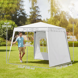Pop Up Canopy Tent with 2 Sidewalls, UV50+ Tents for Parties, with Carry Bag, Slant Legs, 8 x 8ft Top/9.5 x 9.5ft Base