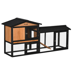 69" Wooden Rabbit Hutch Pet Playpen Bunny House Enclosure with Run Box, Slide-out Tray, Ramp