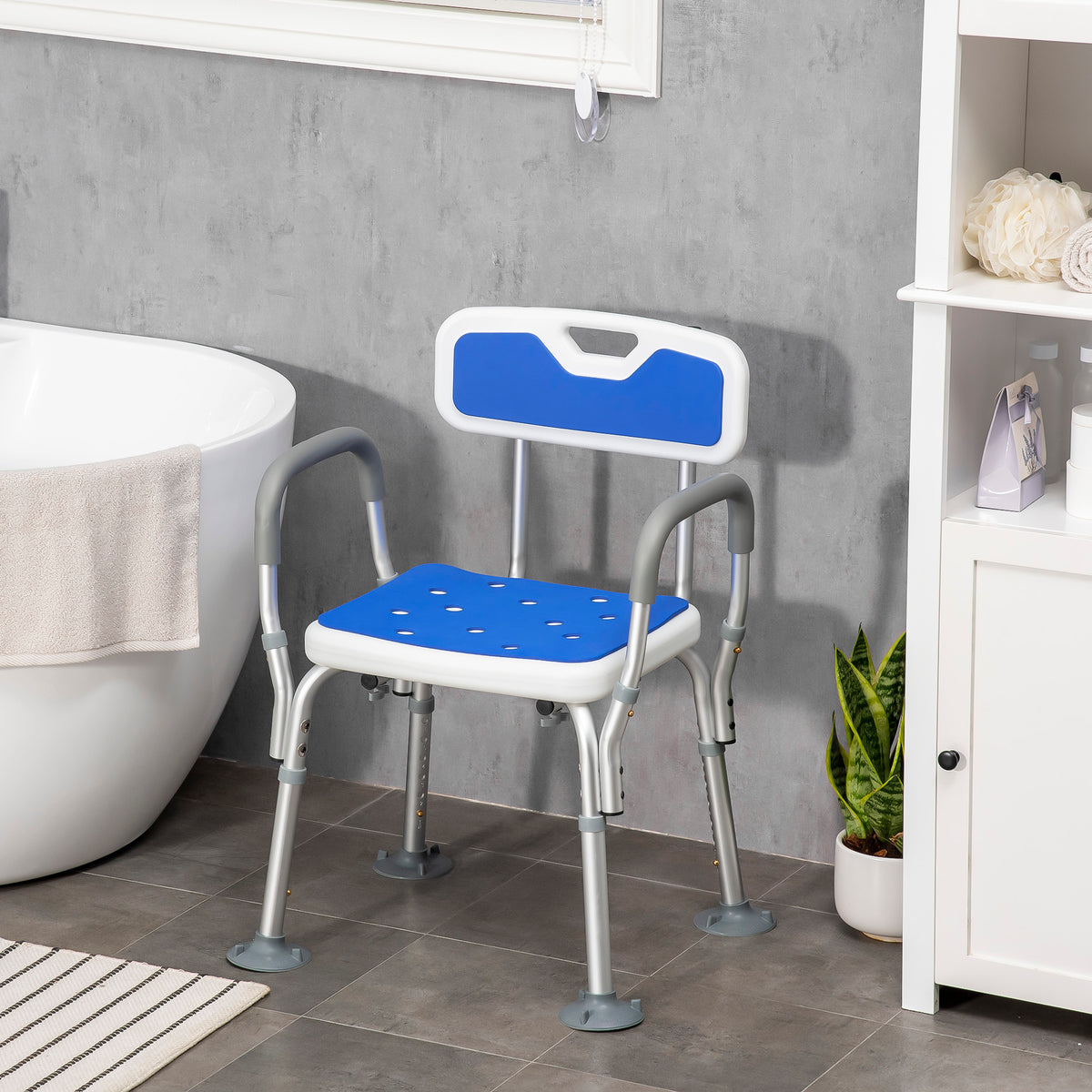 Adjustable Shower Chair with Arms and Back, Bath Chair with Regular Seat – view 8