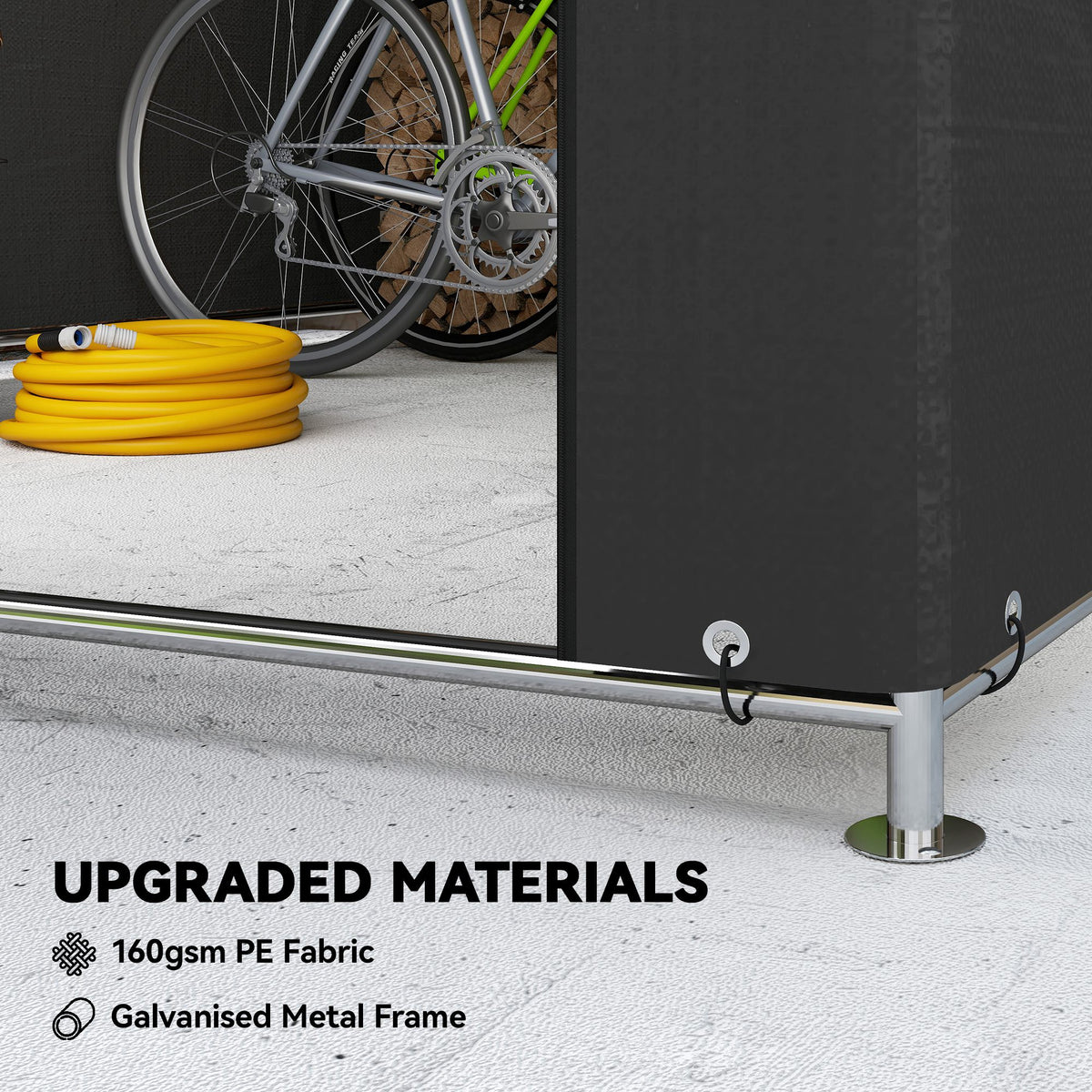 6.6' x 7.8' Portable Shed, Waterproof Bike Tent with Roll-up Zipper Door and Reinforced Galvanised Steel – view 3