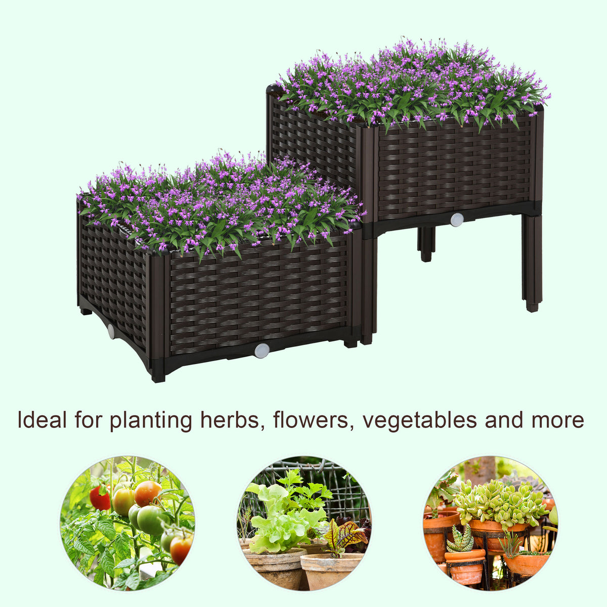 1 Piece Raised Garden Bed PP Raised Flower Bed Vegetable Herb Grow Box Stand Brown – view 10