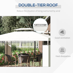 10' x 13' Outdoor Gazebo, Double Roof Patio Gazebo Canopy Shelter with Screen Decorate Corner Frame, White – view 3