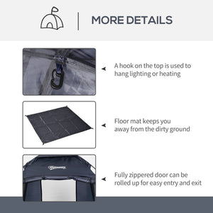 60" x 60" x 82" Shower Tent Extra Wide Changing Room Privacy Portable Camping Shelters with Windows & Floor Mat, Dark Blue