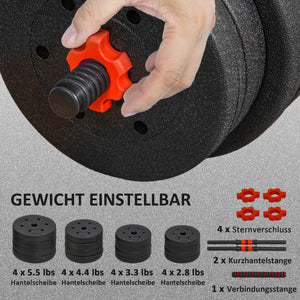 Soozier 44lbs 2-in-1 Adjustable Dumbbells Weight Set, Dumbbell Hand Weights Barbell for Body Fitness, Lifting Training for Home, Office, Gym, Black and Red