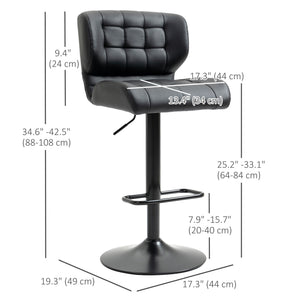 Swivel PU Leather Barstools Set of 2 Adjustable Bar Stools with Footrest Back for Kitchen Counter Dining – view 2