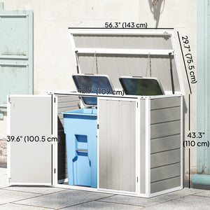 41 Cu. Ft. Outdoor Storage Shed, Outdoor Horizontal Trash Can Storage with Chain Lid, Lockable Storage Box – view 9
