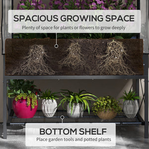 Raised Garden Bed with Cover, Metal Elevated Planter Box with Bottom Shelf and Liner, Black – view 4