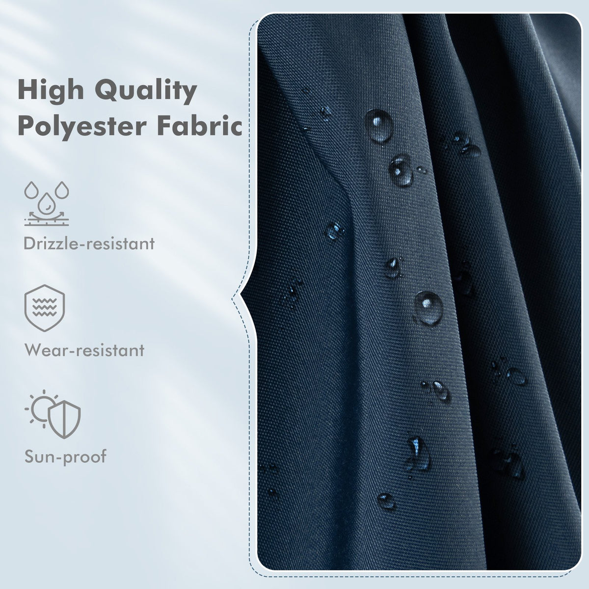 9.5 Feet Square Patio Cantilever Umbrella with 360° Rotation-Navy view 7