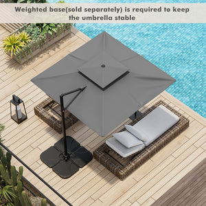 9.5 Feet Cantilever Patio Umbrella with 360° Rotation and Double Top-Gray view 3