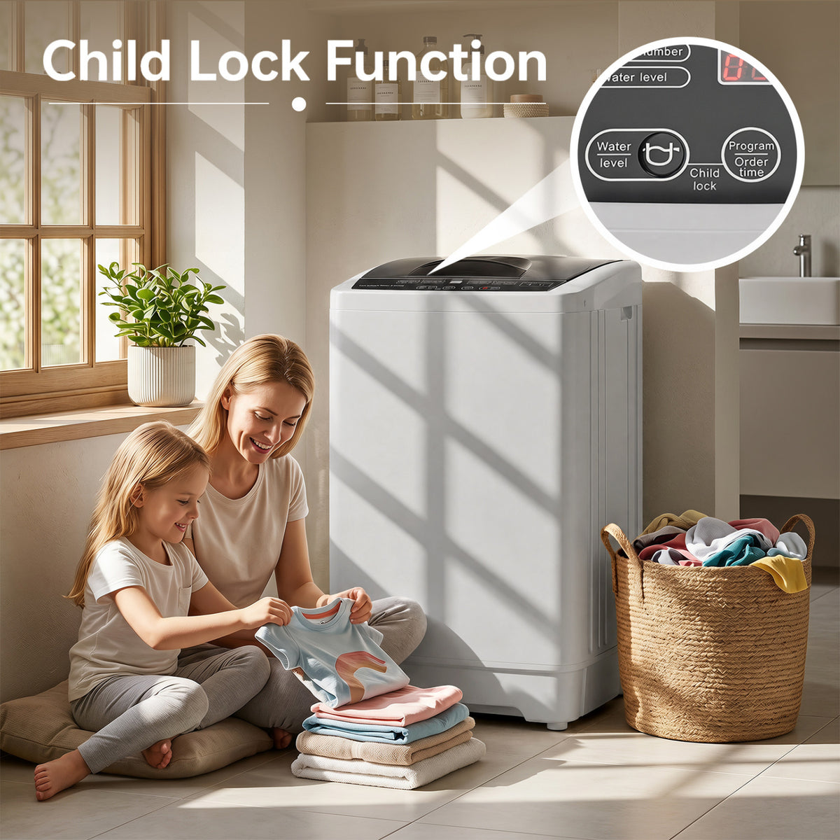 9.93 lbs Full Automatic Washing Machine with 8 Preset Programs-Gray view 8