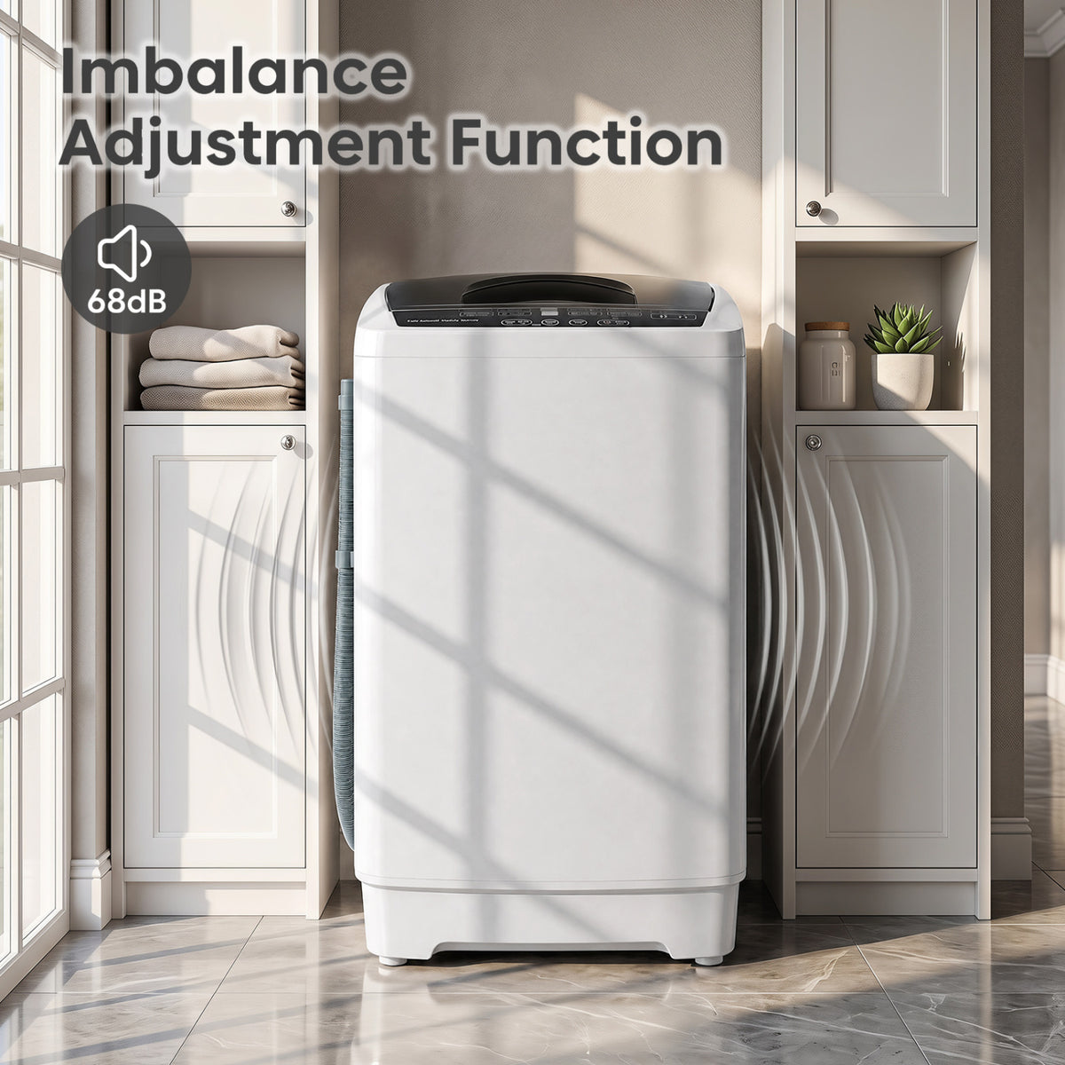 9.93 lbs Full Automatic Washing Machine with 8 Preset Programs-Gray view 9