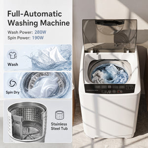 9.93 lbs Full Automatic Washing Machine with 8 Preset Programs-White view 4