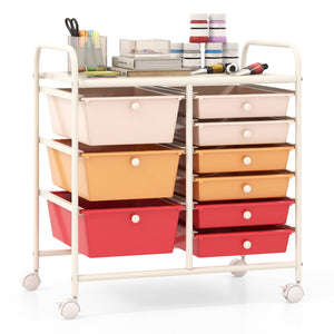 9-Drawer Rolling Storage Cart with Colorful Drawers and Metal Frame-Macaron view 4