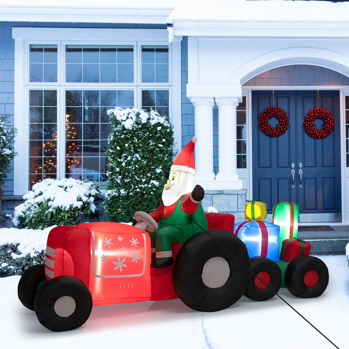 9 Feet Long Christmas Inflatables Santa Claus Decoration with Gifts view 3