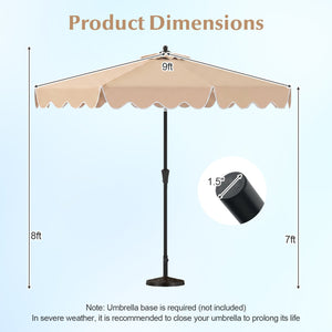 9 Feet Patio Umbrella with Crank Handle and Push Button Tilt-Beige view 4