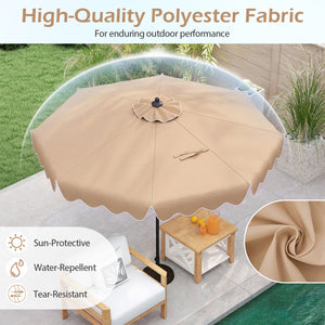 9 Feet Patio Umbrella with Crank Handle and Push Button Tilt-Beige view 5
