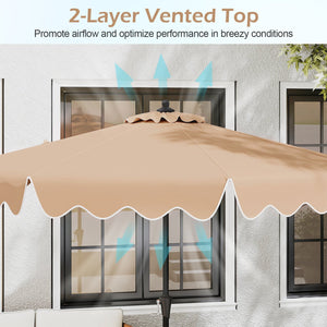 9 Feet Patio Umbrella with Crank Handle and Push Button Tilt-Beige view 6