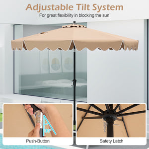 9 Feet Patio Umbrella with Crank Handle and Push Button Tilt-Beige view 8