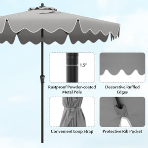 9 Feet Patio Umbrella with Crank Handle and Push Button Tilt-Gray view 9