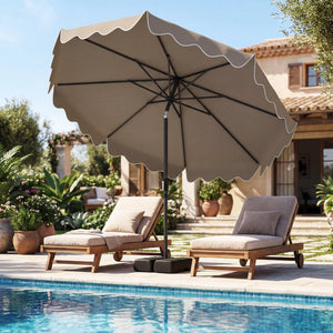 9 Feet Patio Umbrella with Weighted Base and Sandbags-Brown view 3