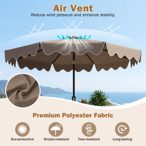9 Feet Patio Umbrella with Weighted Base and Sandbags-Brown view 6