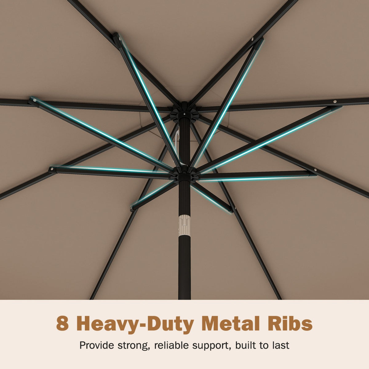 9 Feet Patio Umbrella with Weighted Base and Sandbags-Brown view 7