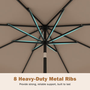 9 Feet Patio Umbrella with Weighted Base and Sandbags-Brown view 7
