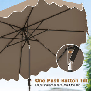 9 Feet Patio Umbrella with Weighted Base and Sandbags-Brown view 8