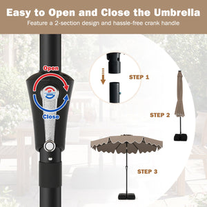 9 Feet Patio Umbrella with Weighted Base and Sandbags-Brown view 9