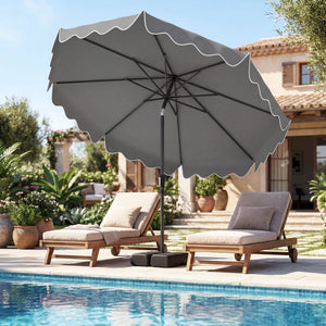 9 Feet Patio Umbrella with Weighted Base and Sandbags-Gray view 2