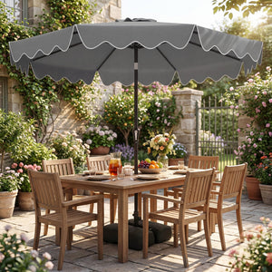 9 Feet Patio Umbrella with Weighted Base and Sandbags-Gray view 3