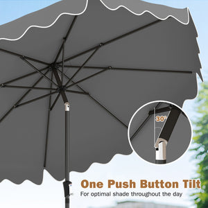 9 Feet Patio Umbrella with Weighted Base and Sandbags-Gray view 7