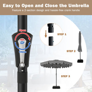 9 Feet Patio Umbrella with Weighted Base and Sandbags-Gray view 8