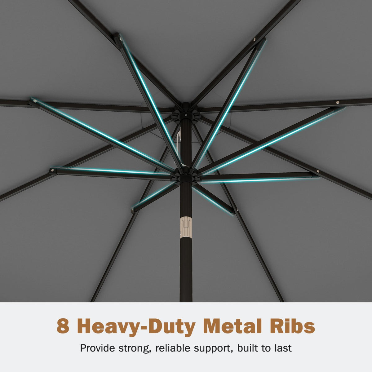 9 Feet Patio Umbrella with Weighted Base and Sandbags-Gray view 9