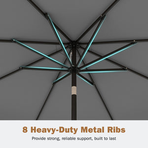 9 Feet Patio Umbrella with Weighted Base and Sandbags-Gray view 9
