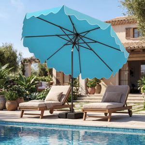 9 Feet Patio Umbrella with Weighted Base and Sandbags-Turquoise view 2