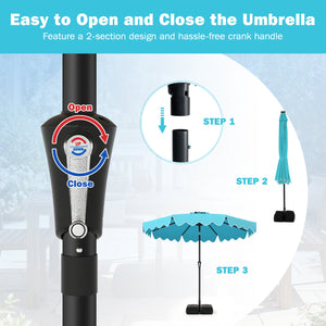 9 Feet Patio Umbrella with Weighted Base and Sandbags-Turquoise view 8