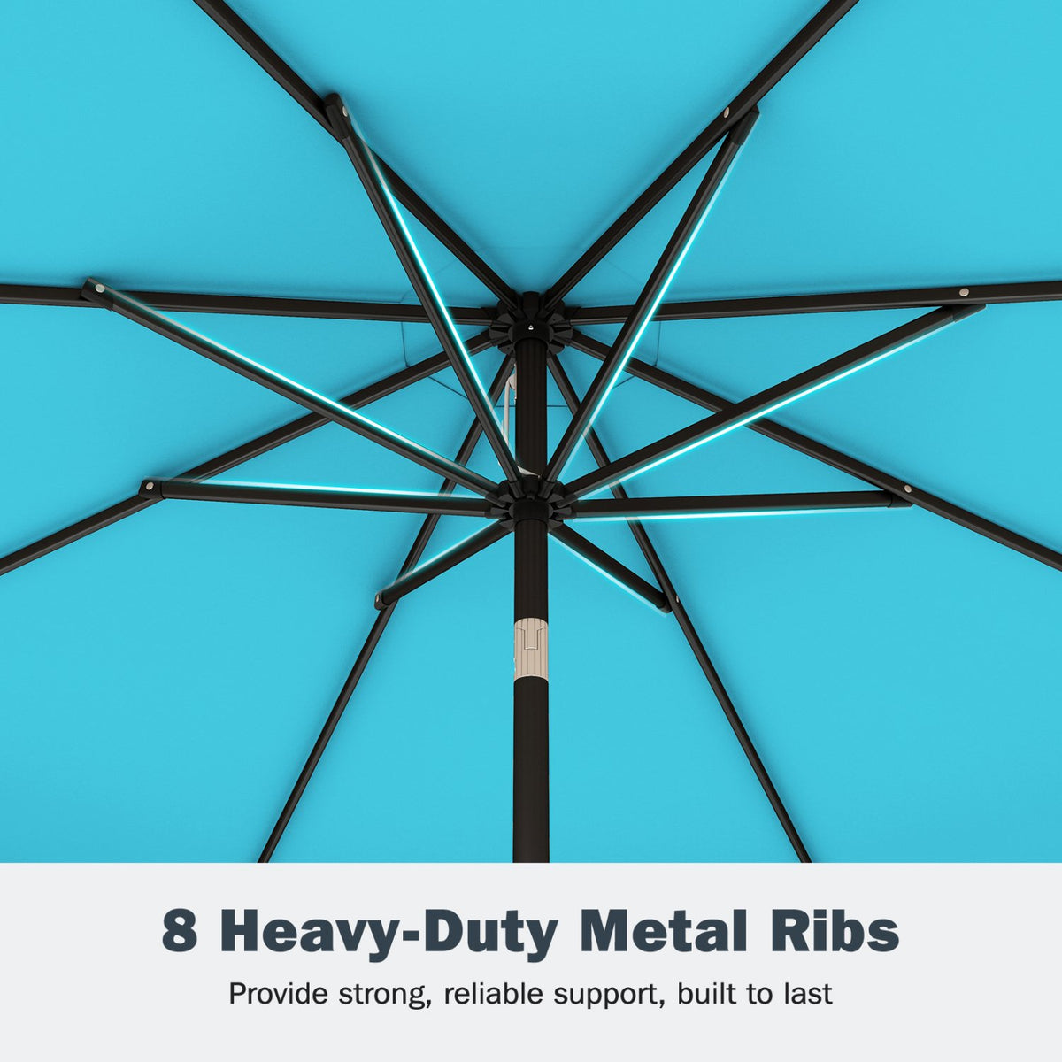 9 Feet Patio Umbrella with Weighted Base and Sandbags-Turquoise view 9
