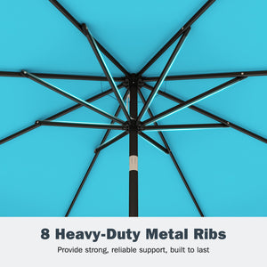 9 Feet Patio Umbrella with Weighted Base and Sandbags-Turquoise view 9