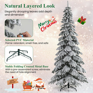 9 Feet Pre-Lit Artificial Xmas Tree Hinged Xmas Tree with Quick Power Connectors view 8